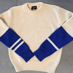 CALVIN KLEIN 205W39THNYC Men's Wool Cream and Blue Crew - M